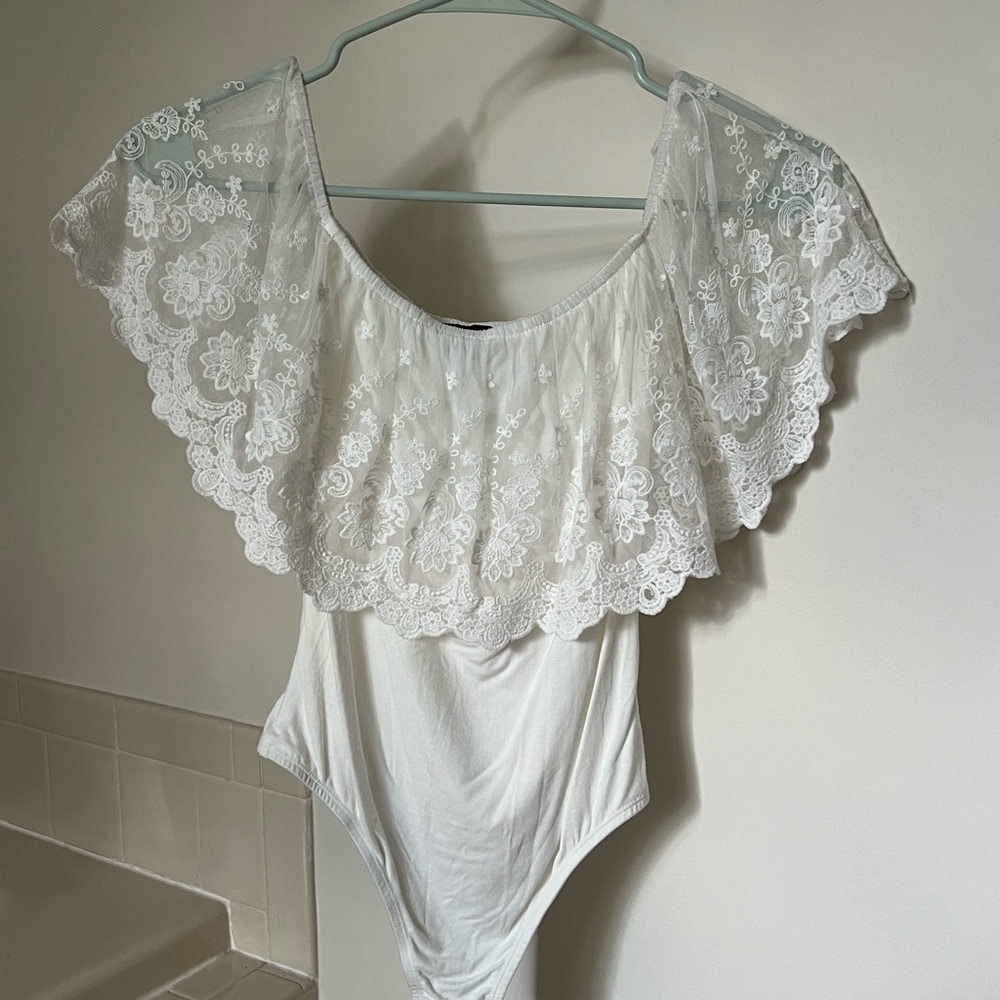 Off the Shoulder Lace Bodysuit